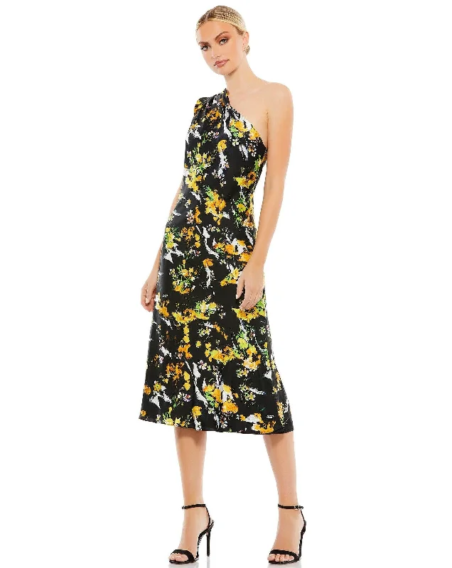Daily Specials casual midi dressMac Duggal 55630 Short One Shoulder Floral Dress