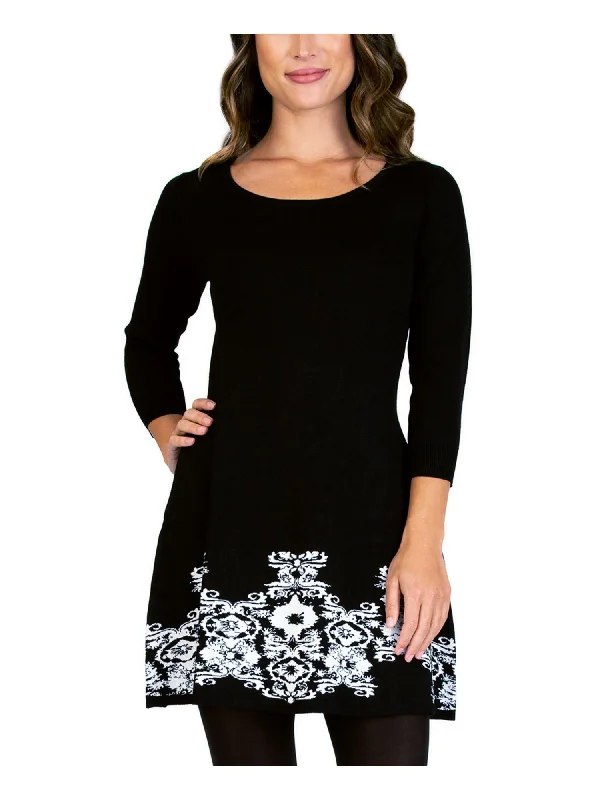 Special Buy BCX Womens Printed 3/4 Sleeve Scoop Neck Short Wear To Work Fit + Flare Dress