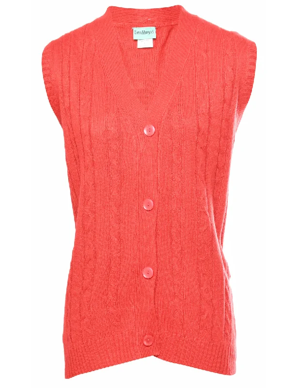 Super Sale comfortable outerwearRed Cable Knit Sweater Vest - L