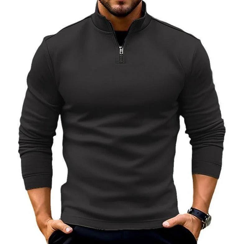 Long-sleeve Zipper Men's Sports Polo Shirt