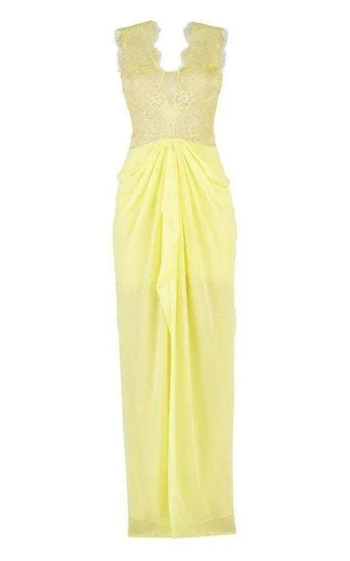 Huge Discounts draped dressYellow Sleeveless Gown