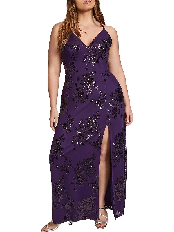 Price Rollback casual midi dressWomens Floral Sequin Evening Dress