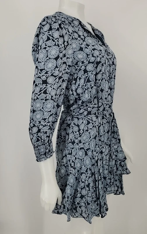 REISS Blue White Floral Longsleeve Size 4  (S) Dress