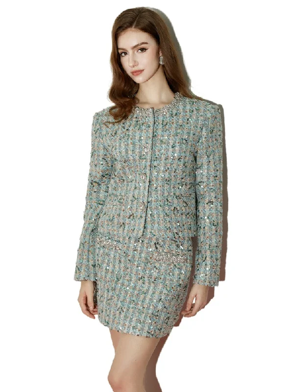 Members Only classic zip-up coatPatricia Pearl Embellished Tweed Jacket & Skirt Set