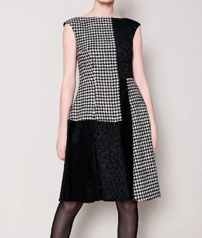 Pepita Boucle Dress In Black