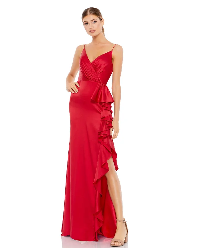 Massive Deals trendy bodycon dressSatin Ruffled Asymmetrical Gown