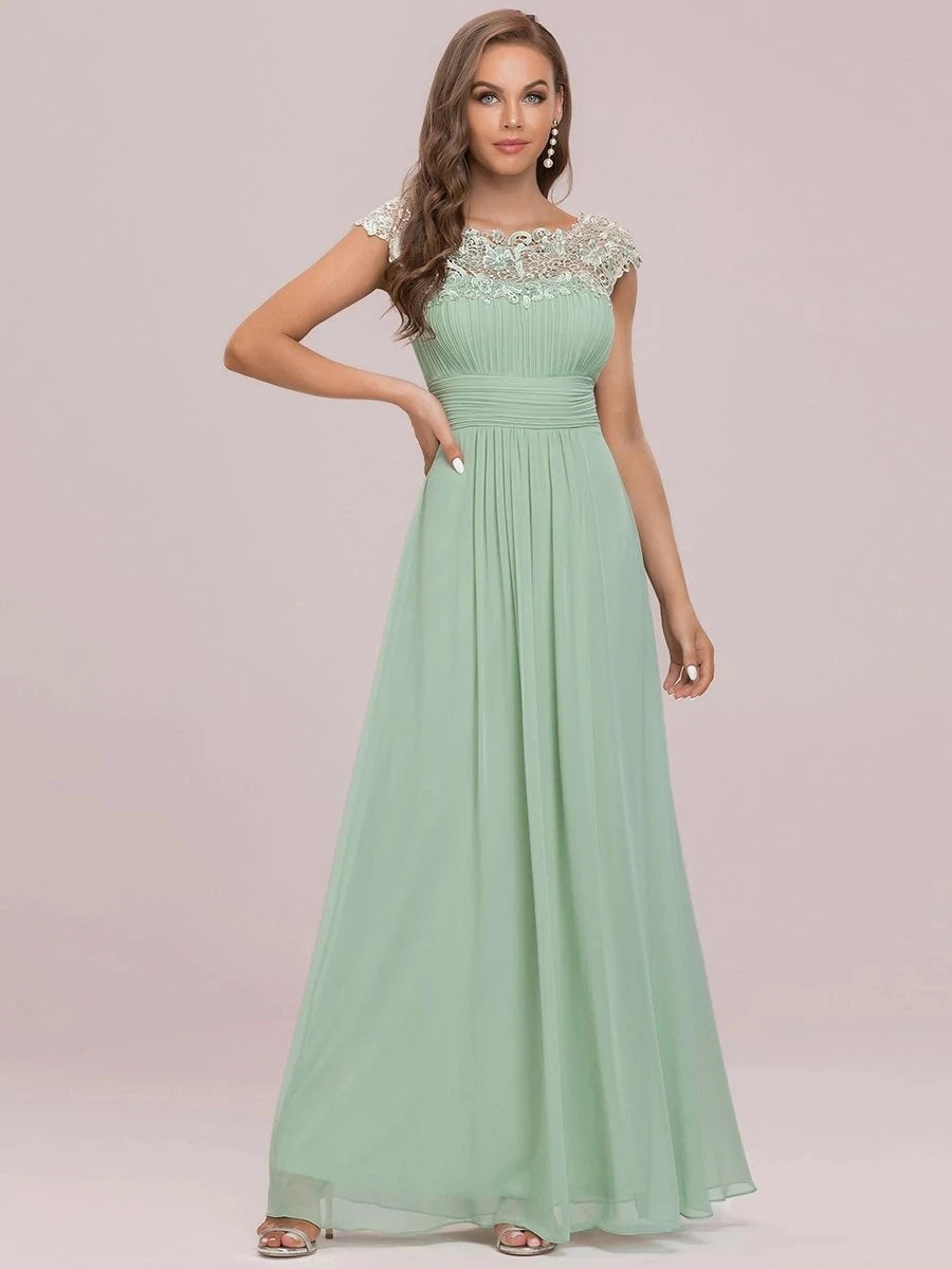 Light O-Neck Sleeveless Floor-Length Gown