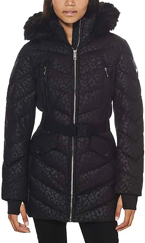 Savings Alert chic coatMichael Michael Kors Women's Logo Leopard Belted Hooded Down Puffer Coat Black Savings Alert chic coatMichael Michael Kors Women's Logo Leopard Belted Hooded Down Puffer Coat Black