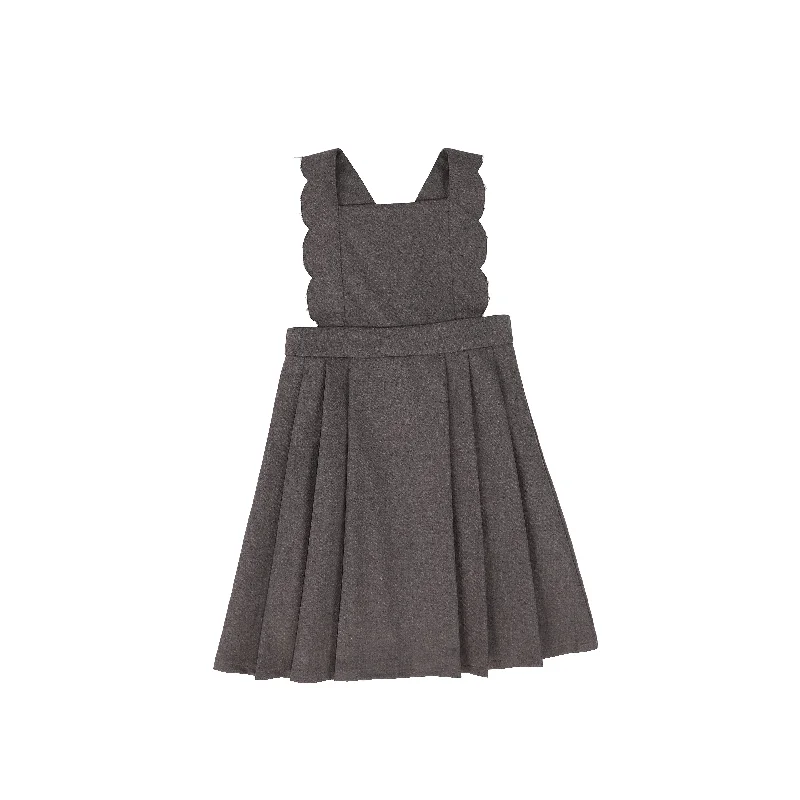 Wool scallop charcoal pleated jumper by Bace