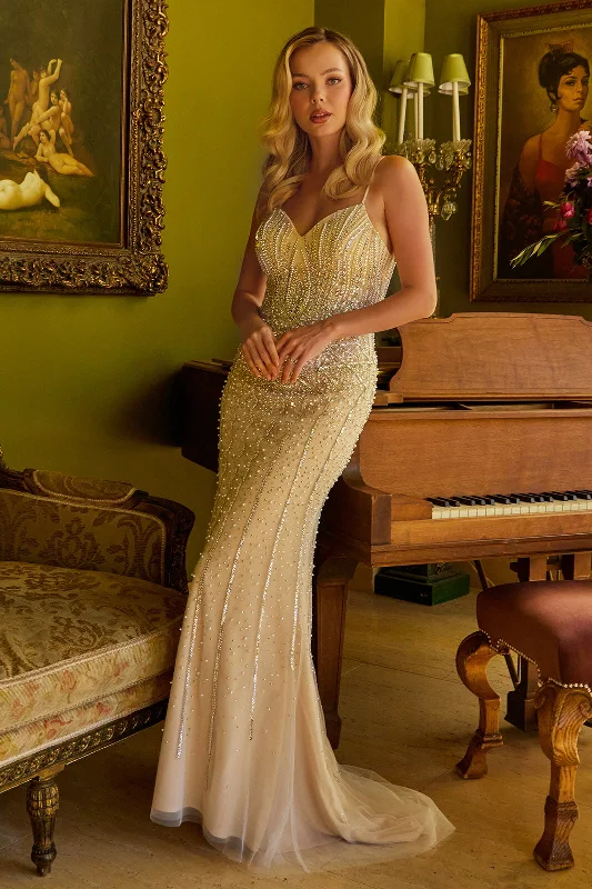 Extra Savings knit dressLong Beaded Sequin Formal Fitted Prom Dress
