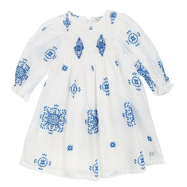 Jasemina white/blue dress by Piccola Ludo