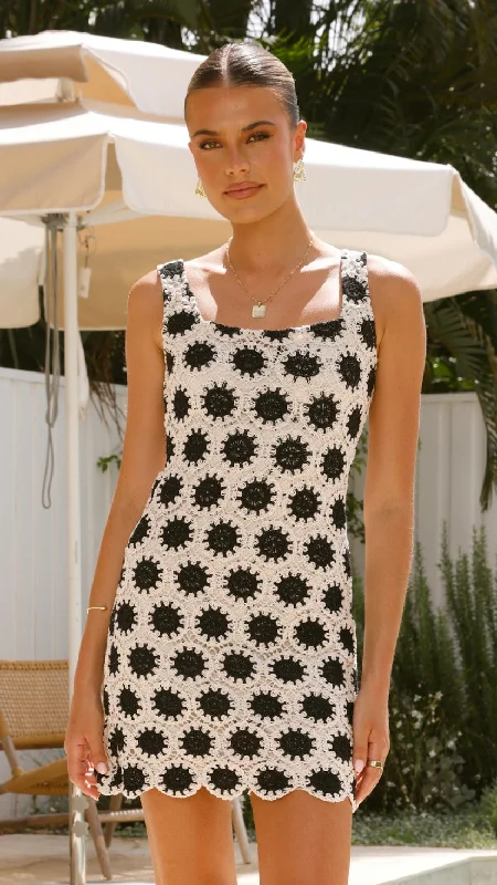 Stock Clearance Laney Mini Dress - Black/Cream