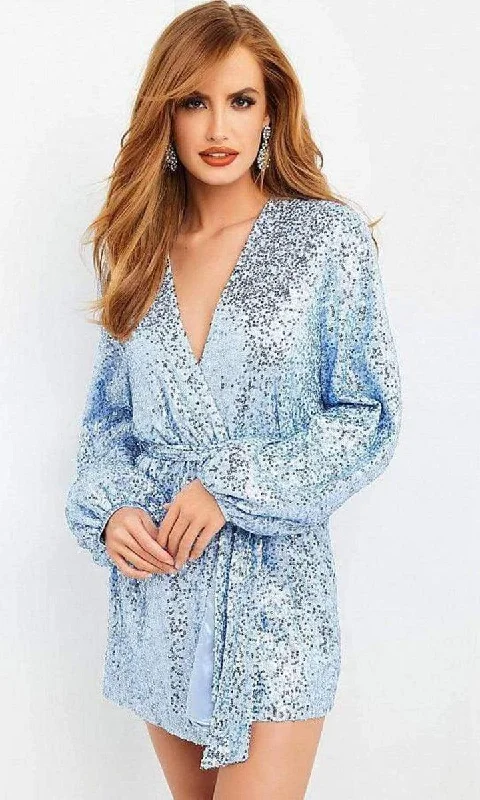 New Markdowns vintage-inspired dressJovani M03637 Long Sleeve Robe Dress