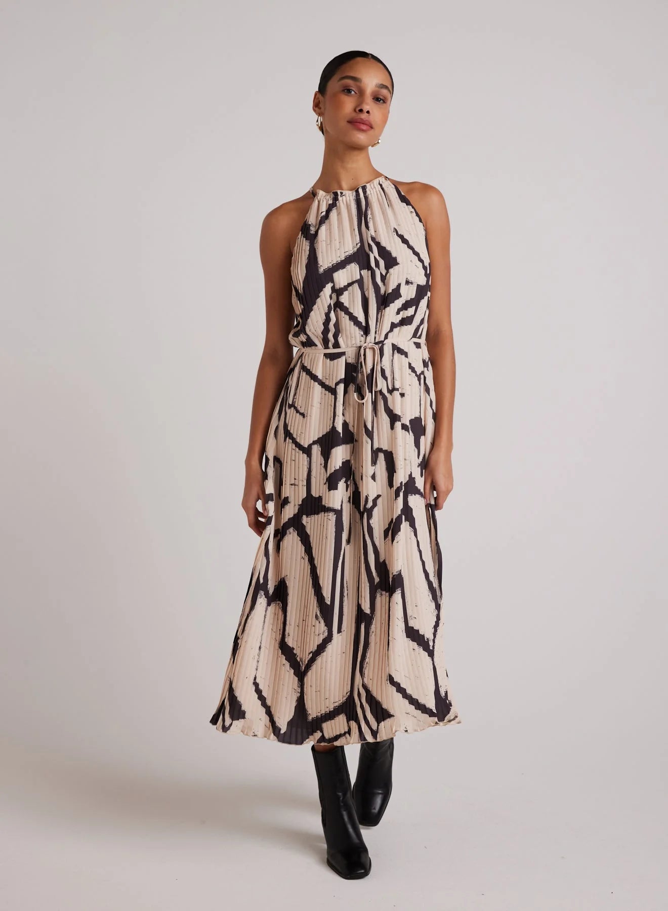 Weekend Deal cocktail party dressPLEATED HALTER MAXI DRESS