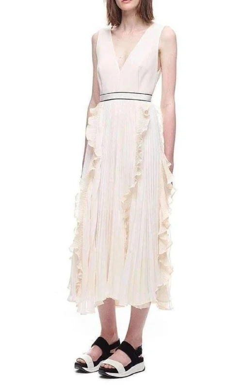 Deal of the Day trendy wrap dressV-Neck Dress with Fluted Pleats