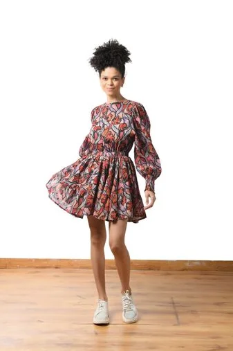 Incredible Offers backless dressLONG SLEEVE FLORAL DRESS