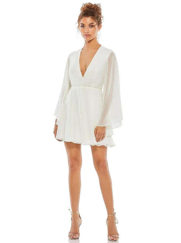 Early Access ruched dressMac Duggal 55684 Long Sleeve Short Cocktail Dress