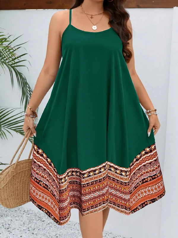 Act Fast shift dressPlus Size Printed Round Neck Cami Dress