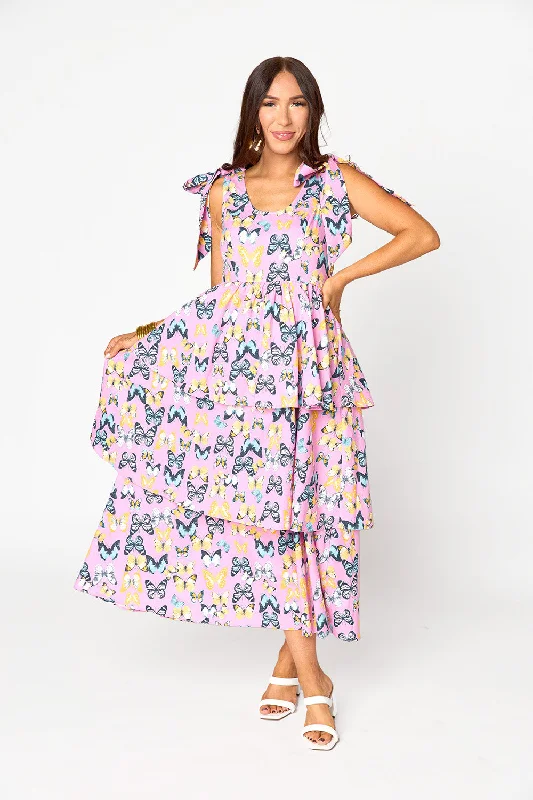 Instant Discount wrap-around dressDrew Tiered Midi Dress - Feelin' Butterflies