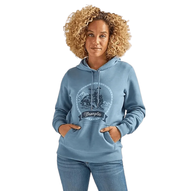 Super Deal padded coatWrangler Women's Buckin Cowboy Blue Hoodie 112339545