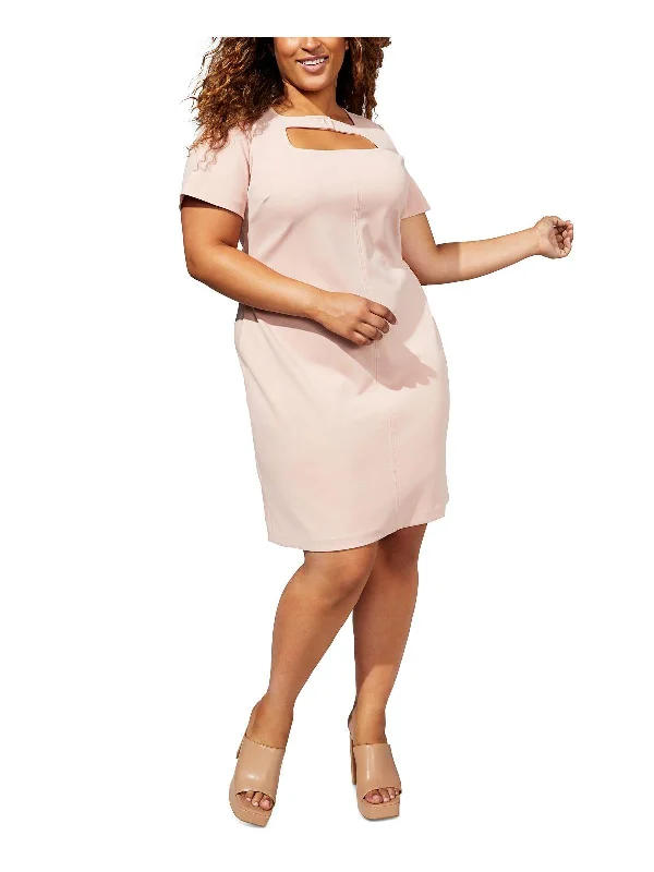 Massive Deals ruched dressPlus Womens Crepe Solid Sheath Dress