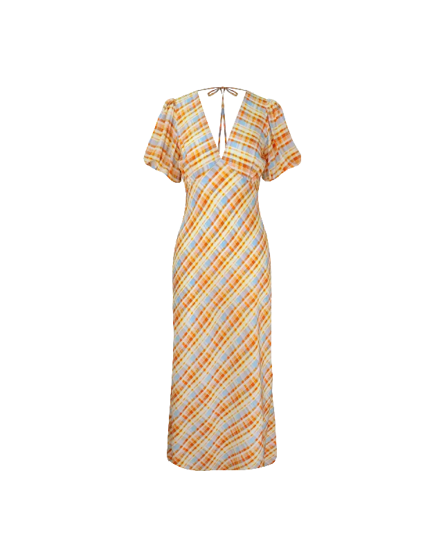 Lowest Price UMA SILK DRESS YELLOW TARTAN