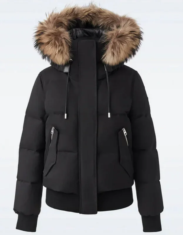 Act Now chic coatMackage Women's Nefi Removable Fur Trim Down Jacket, Black