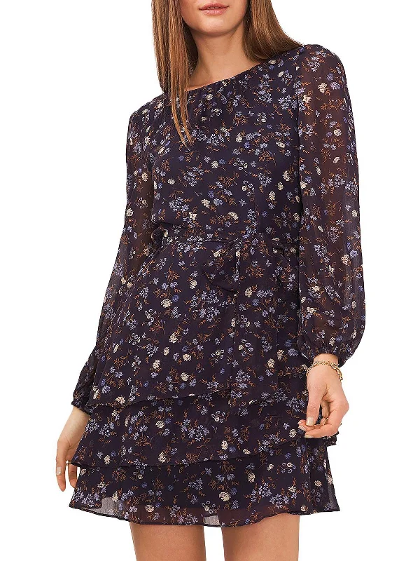 Loyalty Reward sophisticated dressJuniors Womens Chiffon Floral Print Fit & Flare Dress