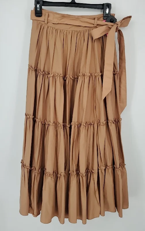 CINQ A SEPT Tan Tiered Ruffle Trim Size 2  (XS) Skirt