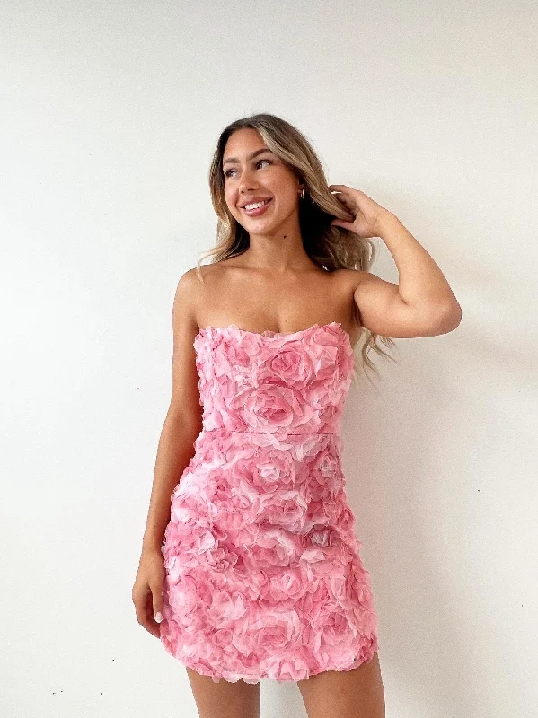 Price Buster Rosette Mini Dress - Pink