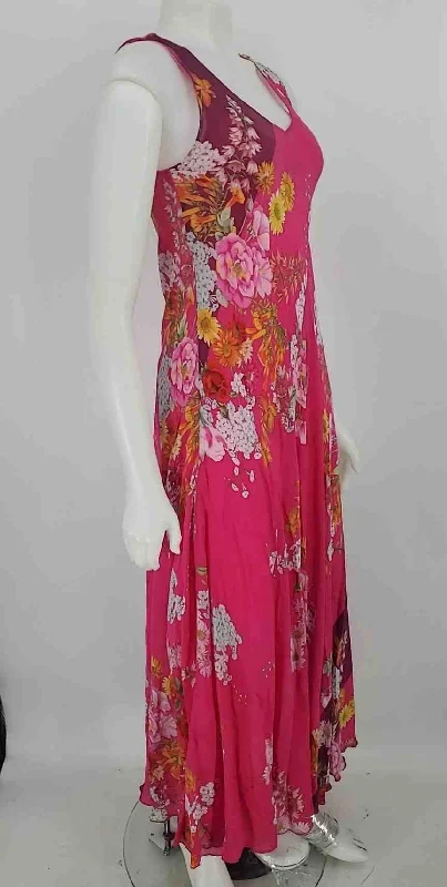 JOHNNY WAS Pink Yellow Multi Floral Print Maxi Length Size X-SMALL Dress