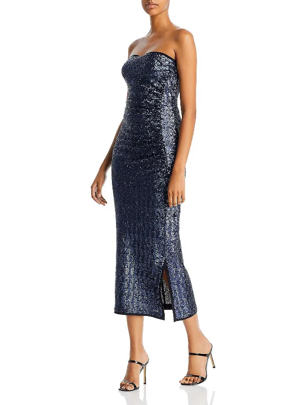 Weekend Deal office dressWomens Sequined Strapless Evening Dress