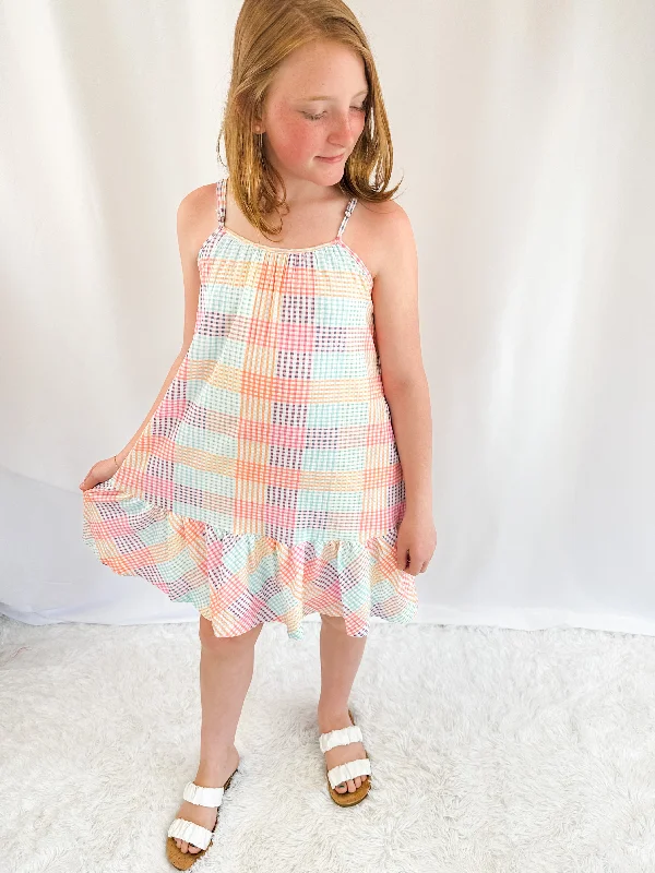 Limited Time Girl's Mixed Checker Tank Dress