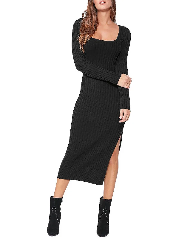 Womens Wool Side Slit Sweaterdress