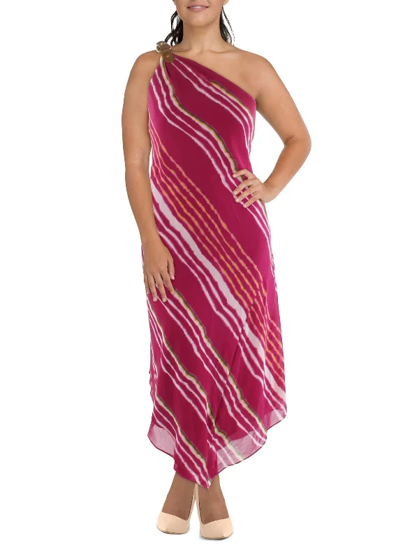 Womens Georgette One Shoulder Maxi Dress