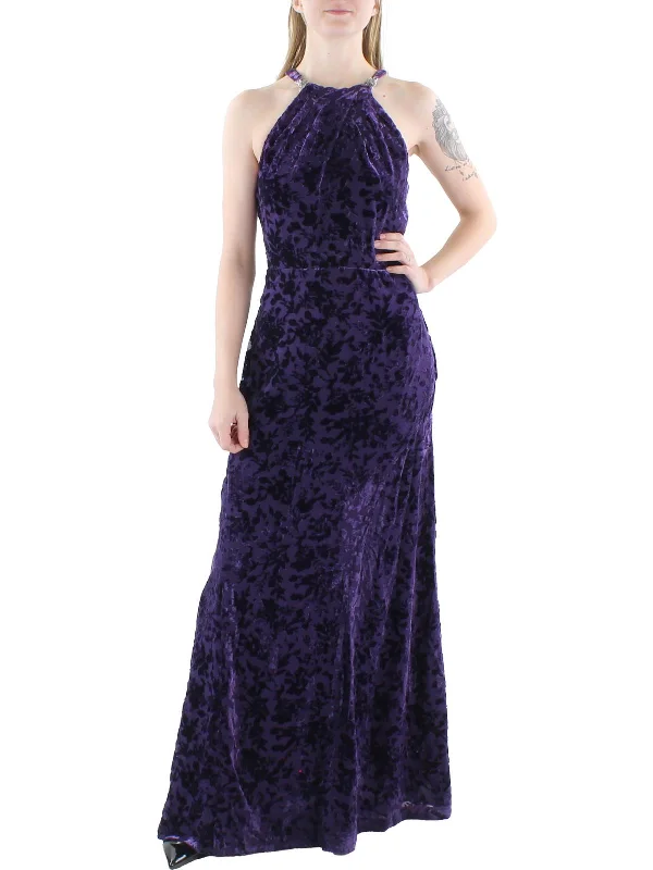 Online Only boho-chic dressWomens Velvet Floral Evening Dress