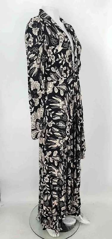 FARM RIO Black Beige Floral Longsleeve Size MEDIUM (M) Dress