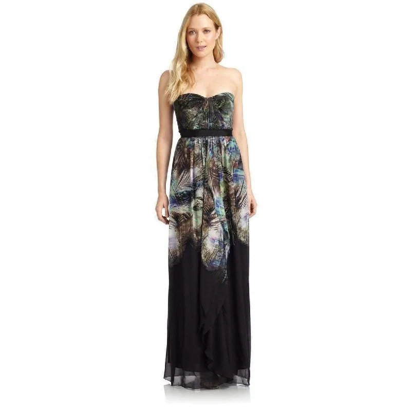 Closeout stylish party dressTae Printed Strapless Silk Dress