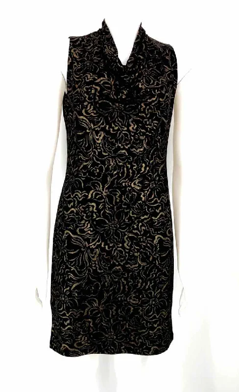 TOMMY HILFIGER Black Gold Print Tank Size 4  (S) Dress