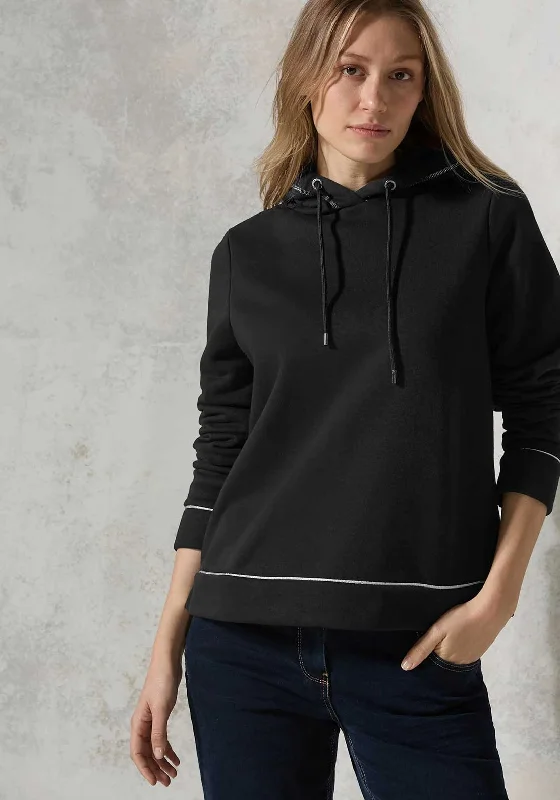 Cecil Metallic Contrast Hoodie, Black