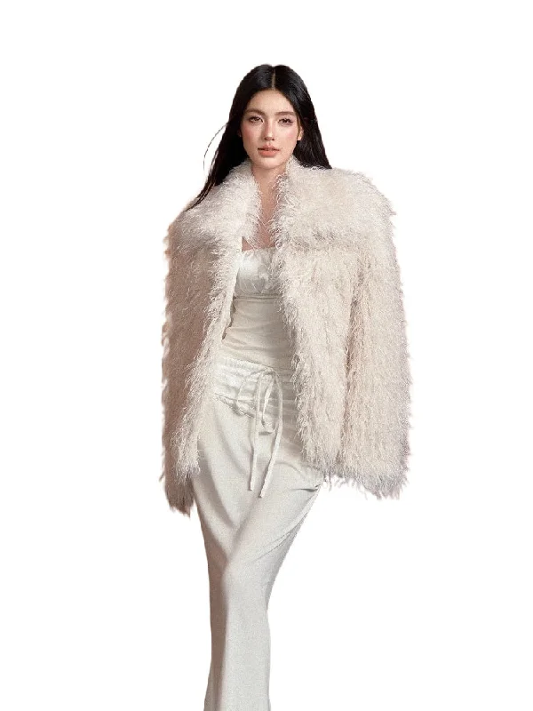 Low Prices comfortable coatLarge Lapel Faux Fur Coat
