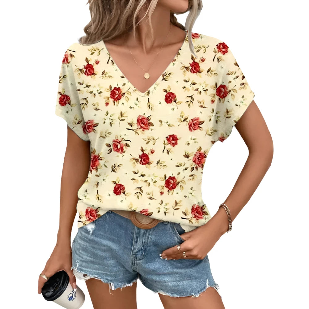 Elegant Short Sleeved Women's T-shirt