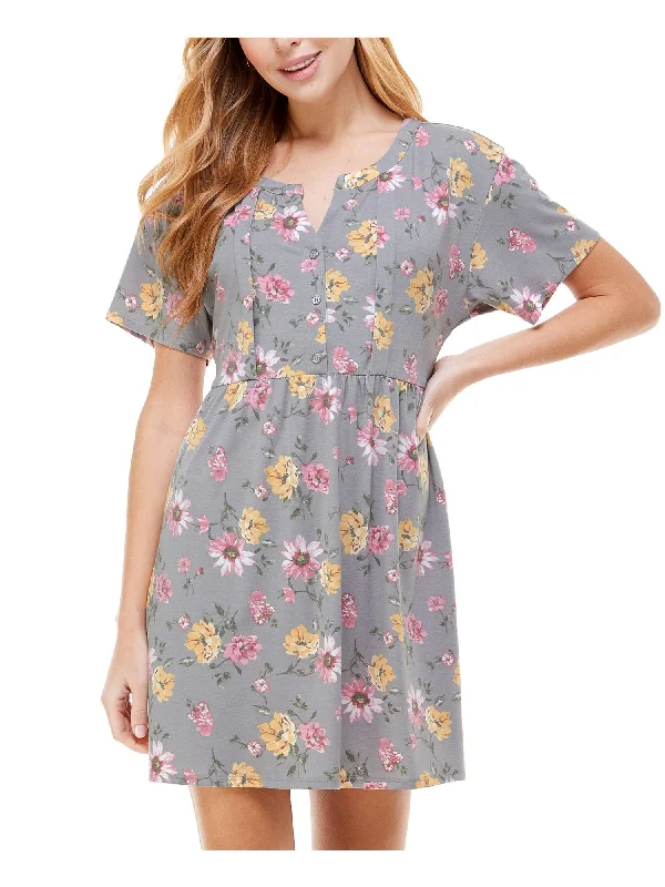 Early Access KINGSTON GREY Womens Floral Short Sleeve Mini Fit + Flare Dress