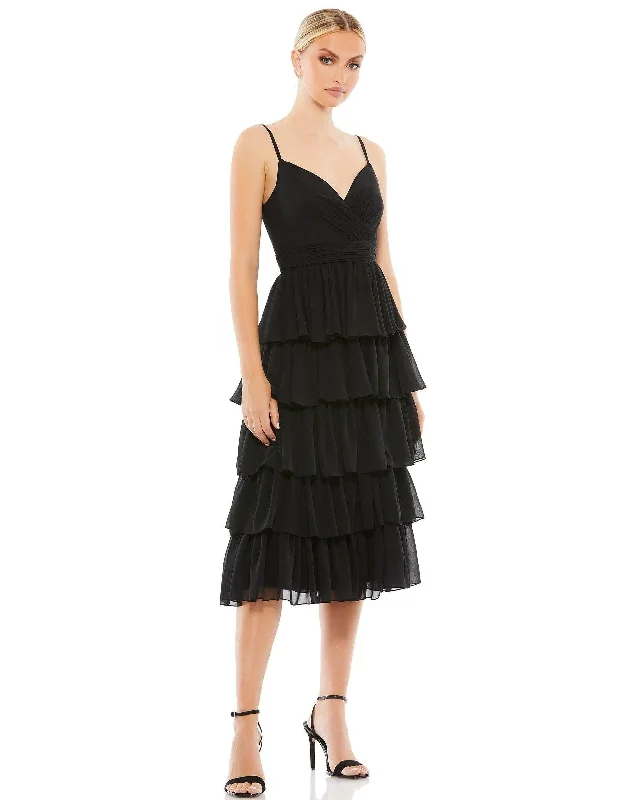 Big Savings midi dressMac Duggal 55437 Short Spaghetti Strap Chiffon Dress
