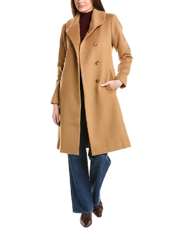 Weekend Deal zip-up jacketSofiacashmere Round Collar Wool & Cashmere-Blend Coat