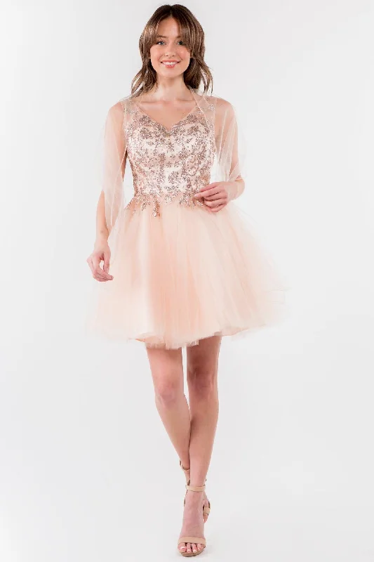 Loyalty Reward flowy evening dressGlitter A Line Short Homecoming Dress