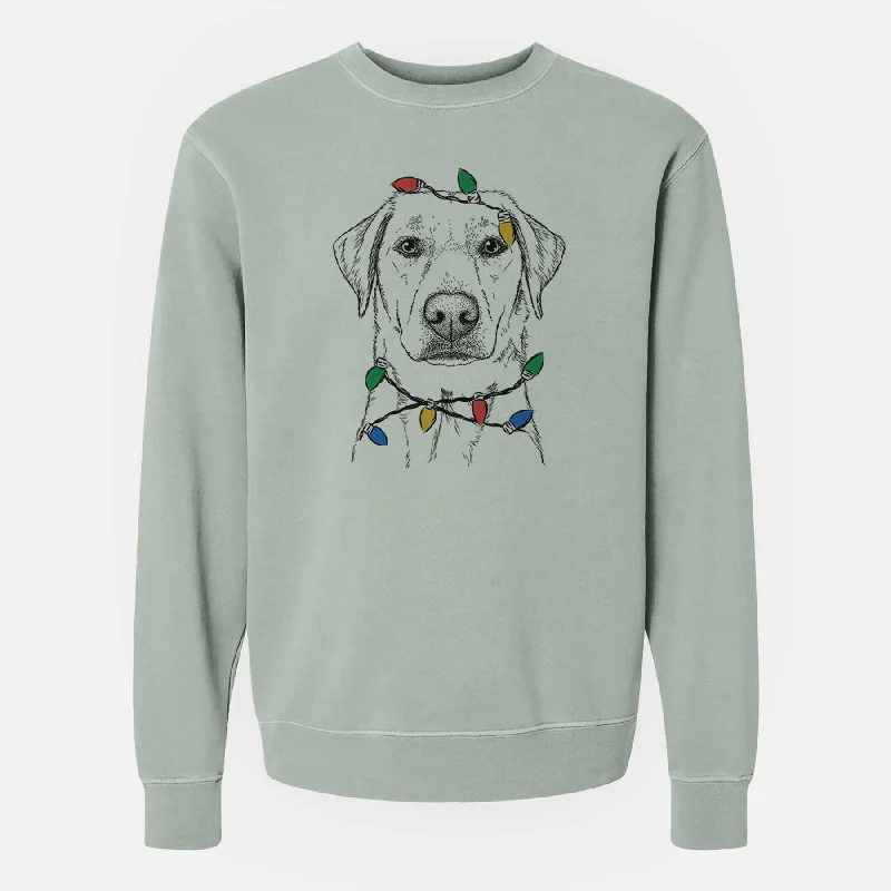 Christmas Lights Zoe the Yellow Lab - Unisex Pigment Dyed Crew Sweatshirt