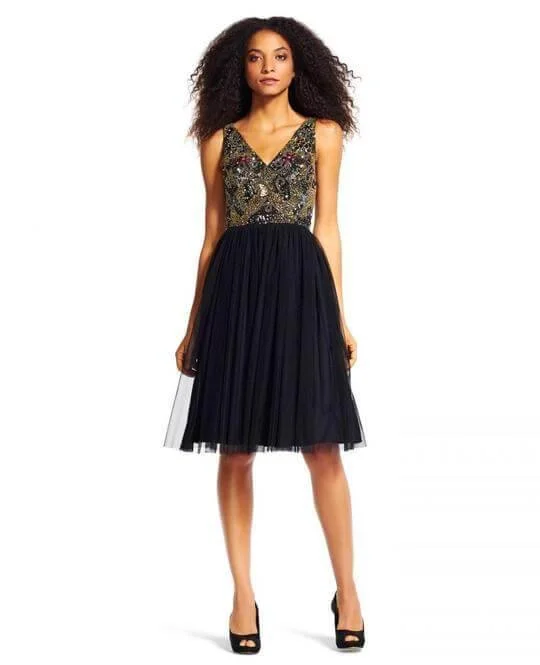 Savings Alert luxury dressAdrianna Papell AP1E200305 Short Sleeveless Cocktail Party Dress