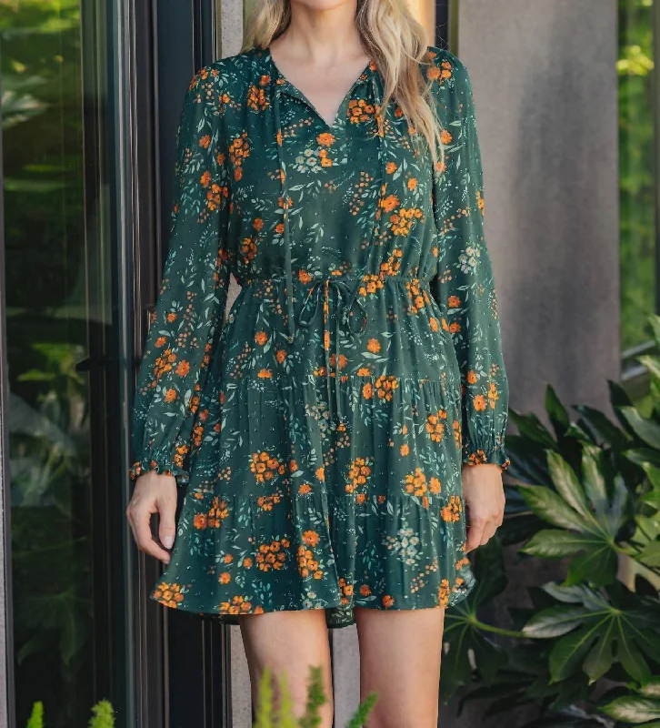 Markdowns knit dressElodie Floral Tiered Dress In Green