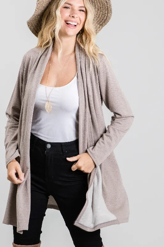 Must-Have Deals oversized puffer coatMOCHA FRENCH TERRY OPEN NECK LONG SLEEVES KNIT LONG CARDIGAN SO3420T